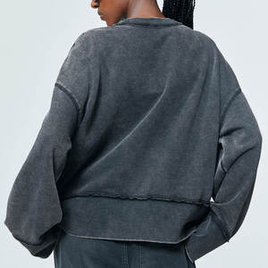 Sudadera Personalizada con Cuello Redondo y Mangas Caídas para Mujer, de Algodón Transpirable y Resistente al Viento, con Logotipo Frontal Personalizado, Colores y Tallas a Medida - Product Image 4