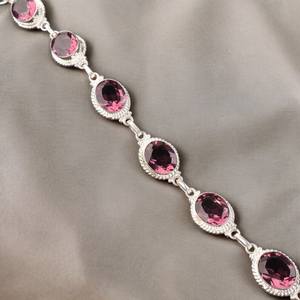 กำไลข้อมือเทนนิสประดับโรโดไลต์เซอร์คอน ทำด้วยมือ เงินแท้ 925 เครื่องประดับหรูหราสำหรับผู้หญิง ของขวัญวันครบรอบ - Product Image 4