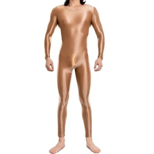 Monos de manga larga para hombre, mono de una pieza de lucha, mono elástico, leotardo de cuerpo completo transparente brillante al óleo - Product Image 3