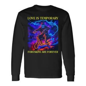 T-shirt a maniche lunghe Foreskins Are Forever, nera, unisex, girocollo, con stampa digitale, abbigliamento promozionale - Product Image 1