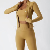 Chaqueta deportiva para mujer, abrigo de Yoga con cremallera, ropa de secado rápido, chaqueta de Fitness, sudaderas para correr, agujero para el pulgar, gimnasio, entrenamiento, Top con capucha