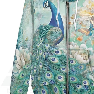 Sweat à capuche d'hiver premium à imprimé floral paon 3D pour hommes et femmes, impression par sublimation haute définition, manches longues - Product Image 6
