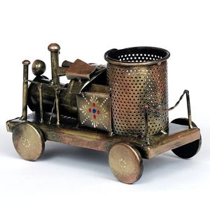 Motor ferroviario Hierro dorado Diseño tradicional Ligero Durable Redondo Soporte para bolígrafo de mesa - Product Image 6