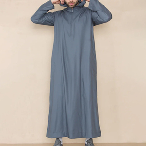 Prix usine Musulman Hommes Thobe À Capuche Élégant Broderie Casual Hommes Musulman Thobe Solide Longue Robe Jubba pour Hommes Arabe Thobe - Product Image 2