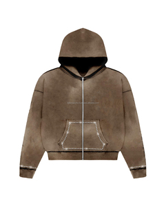 Survêtement de luxe pour hommes personnalisé Baggy 500 Gsm français éponge pantalons de survêtement à capuche ensembles pour bouffée impression empilé évasé solide motif - Product Image 6