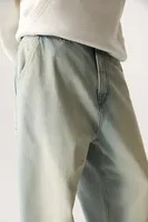Jeans Homme Bleu Clair Coupe Droite Personnalisable avec Logo OEM, 100% Coton Épais 12oz, Jambe Large, Imprimé Écologique, Grandes Tailles
