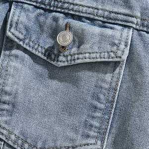 Veste en jean d'hiver personnalisable avec logo embelli-Taille XL Veste en jean délavé déchiré de haute qualité - Product Image 5