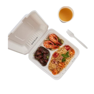 Bagazo de pulpa de caña de azúcar barato 9X9 8X8 3CP caja de almuerzo y hamburguesa desechable embalaje de alimentos para el hogar Bar Hotel servicio para uso en camiones - Product Image 1