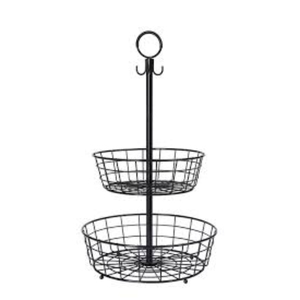 4 Tier Black Coated Iron <b>Metal</b> Wire Fruit <b>Basket</b> Handmade Round <b>Storage</b> <b>Basket</b> for Home Kitchenware Fruits Containing Usage - Product Image 3