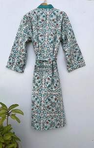 Chaqueta Acolchada de Algodón Larga Unisex Estilo Vintage con Cinturón, Diseño Indio Transpirable para Playa o Invierno, Patrón Floral, Venta al Por Mayor - Product Image 4