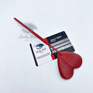 Coeur Forme Rouge Paillettes En Acier Inoxydable Cosmétique Lash Miroir Extension Greffage Outil Logo Privé Cils Artistes Miroirs De Maquillage - Product Image 2