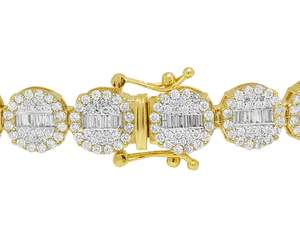 Moissanite redondo de alta calidad y Diamante Baguette en S925 pulsera clásica de Hip Hop de plata para hombres - Product Image 3