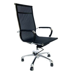 Chaise de bureau ergonomique pivotante MFM03 à dossier haut en maille avec appui-tête réglable pour la maison, l'atelier, le personnel – Mousse, tissu, PP, aluminium, PU - Product Image 1