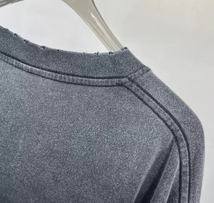 Jersey de lavado ácido Vintage para hombre, sudaderas transpirables de alta calidad, sudaderas de manga larga desgastadas de peso pesado para hombre, sudaderas de cuello redondo - Product Image 5