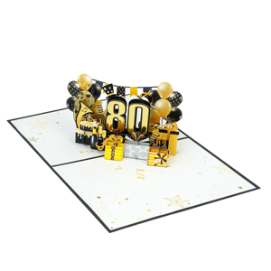 Kiricard Carte de voeux faite à la main Conception d'anniversaire dorée Carte pop-up vietnamienne Nouveau design pour l'artisanat d'anniversaire - Product Image 3