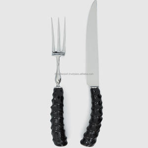 Juego de cubiertos chapados en oro brillante de aspecto increíble de la India por RF Crafts Cuerno Mango Cuchara y tenedor para servir regalos - Product Image 6