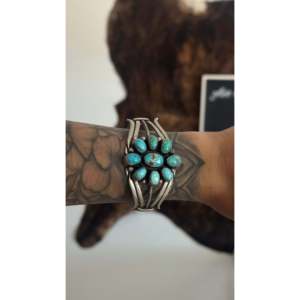 Sheila Becenti Royston Fashion <b>Cuff</b> <b>Bracelet</b> Turquoise & Sterling <b>Silver</b> Cluster Design - Product Image 2