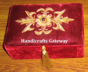 Handmade Zari Embroidery Hand Work Jewelry <b>Storage</b> Gift Boxes Wedding Gifting Purpose <b>Box</b> and Business Gift Antique Factory Item - Product Image 4