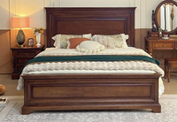 Lit de chambre classique américain de luxe en bois massif avec tiroirs de rangement, tailles King et Queen, mobilier de maison GSA66-GSA68