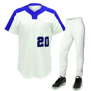 ชุดเบสบอลสำหรับผู้ชายสีทึบชุดเล่นเบสบอลชุดกีฬาดีไซน์ใหม่เข้ารูป - Product Image 1
