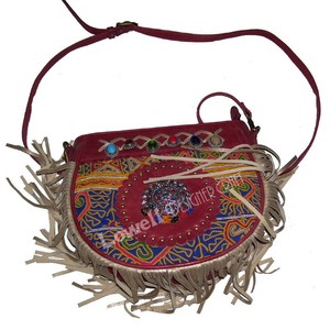 กระเป๋าโท้ทผ้าฝ้ายสไตล์วินเทจลายปักอินเดีย  ตกแต่งพู่ห้อย  ลายเรขาคณิต  เป็นมิตรกับสิ่งแวดล้อม สำหรับผู้หญิง - Product Image 2