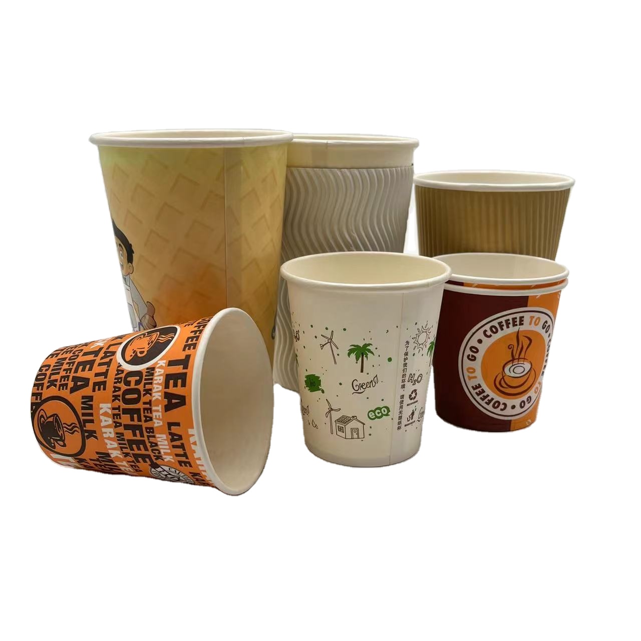 Custom Logo Printed Disposable Double Wall Craft Paper Coffee Cup Eco-Friendly Material in Customized Style Packaging