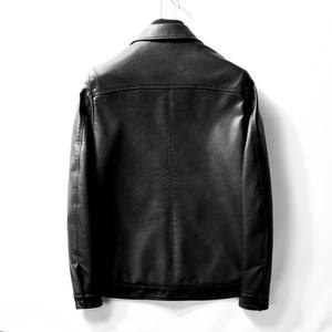 Manteau en cuir Veste en cuir Pu Manteau de moto Logo personnalisé Autre tissu Revers pour hommes Nouveau 2025 Automne Veste d'âge moyen pour hommes - Product Image 4