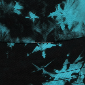Chapeau Bob Unisexe Tie-Dye Personnalisable avec Logo, Imprimé Marbré Noir et Bleu Turquoise, Chapeau de Soleil d'Été en Coton, Casquette de Pêcheur d'Extérieur, Protection Solaire de Plage - Product Image 5