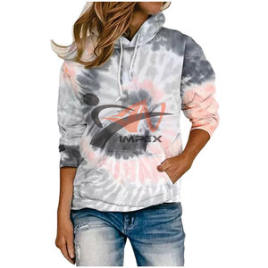 Sudadera con capucha de mujer con logotipo de impresión personalizado de alta calidad, Sudadera con capucha y cuello flexible de Material personalizado - Product Image 3