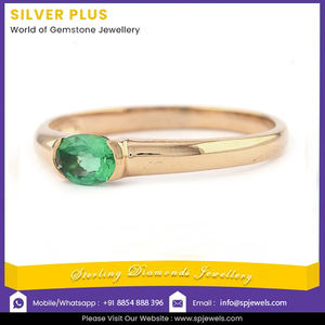 แหวนหมั้นมรกต Solitaire ทรงวงรีแท้,แหวนขายส่งเครื่องประดับมินิมอล - Product Image 2