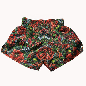 Hawaii Flower Design Muay Thai Shorts Algodón MMA Kick Fighting Shorts - Product Image 1