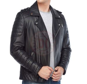 แจ็คเก็ตหนังแฟชั่นทันสมัย ปกตั้ง โลโก้ด้านหน้า คุณภาพดี ขายดี ราคาถูก ดีไซน์ใหม่ หนังแท้ 100% - Product Image 2