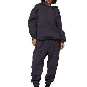 Survêtement Streetwear fabricant respirant coton polaire français éponge survêtement personnalisé pantalon de survêtement à capuche ensemble survêtement femmes - Product Image 1