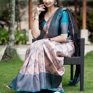 Sari de mariée à imprimé floral pour femme, prêt pour l'hiver, texture respirante, confortable, élégant, sans plis, séchage rapide, haute qualité - Product Image 5
