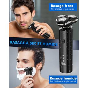 Afeitadora Eléctrica Recargable para Hombre con Pantalla LED, Recortadora de Barba de Triple Cuchilla, Resistente al Agua IPX7, Función Húmedo/Seco, Fuente de Alimentación USB - Product Image 4
