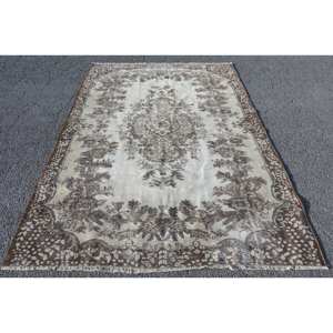 Classique Marron Beige 5.6 X 8.1ft Tapis En Laine Conception Patchwork Turc pour Entrée Salon ou Chambre Support En Latex - Product Image 1