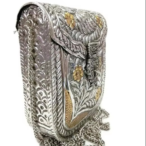 Traditional Brass Clutch <b>Bag</b> with Floral Carving Gold Finish Brass Clutch for Bridal Wear Decorative Brass Purse for bridal - Product Image 5