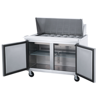 Réfrigérateur-congélateur de comptoir à double porte pour salades, pizzas, méga-bar, sandwichs, table de préparation