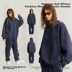 เสื้อฮู้ดดี้ผู้หญิงสตรีทแวร์ พิมพ์ลายสกรีนโลโก้ตามสั่ง ผ้าฟลีซคอตตอน 100% หนัก 500 แกรม ขนาดโอเวอร์ไซส์ ขายส่ง - Product Image 6