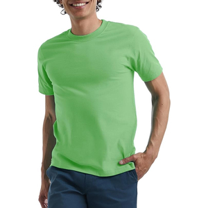 เสื้อยืดคอกลมแขนสั้นผู้ชาย ผ้าเจอร์ซีย์คอตตอน 100% ทรงปกติ สีเขียวล้วน สวมใส่สบาย ระบายอากาศได้ดี แบบถัก - Product Image 1