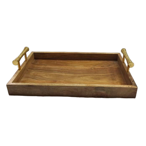 รูปไข่คลาสสิกโต๊ะไม้ถาดสีเข้มอุปกรณ์หรูหราไม้แสดงอาหารถาดเครื่องครัว Handcrafted - Product Image 3