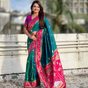 Nouvelle arrivée du fabricant, sari indien de créateur, vêtements de fête pour femmes, sari en soie douce fantaisie, longueur de 5,5 mètres, qualité d'exportation - Product Image 1