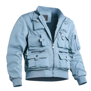 Veste en Cordura polaire pour homme, style baseball, multi-poches, vêtements de travail, vêtements d'extérieur, imperméable, coupe-vent, respirant, coton, longueur régulière - Product Image 1