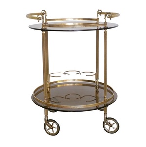 Farmhouse <b>Wood</b> and Metal Bar Cart with Wine Rack Multi Shelves and Wheels for <b>Kitchen</b> Dining and Home Party Drink Serving - Product Image 6