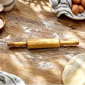 Mango Wood <b>Rolling</b> <b>Pin</b> Round Eco-Friendly Dishwasher Safe Kitchen Utensil Minimalist Design for Baking and Dough Preparation - Product Image 6