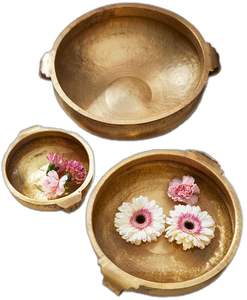 Premium Handcrafted Metal Urli Bowl For Living Room Decor With <b>Floating</b> Flowers And <b>Candle</b> Arrangement - Product Image 6