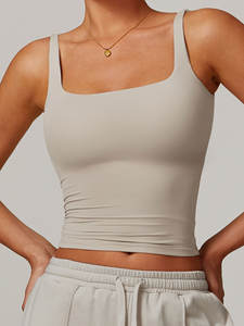 Top corto sin mangas con cuello cuadrado negro para mujer, camisola atlética elástica para Yoga y Fitness, pedidos al por mayor, pedidos personalizados - Product Image 5