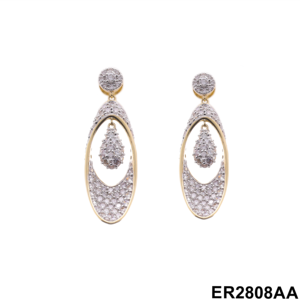 Elegant 2.02 CTW Round Brilliant Cut <b>Diamonds</b> Yellow Gold Rhodium Plated Luxury Drop <b>Earrings</b> with <b>Dangling</b> Accent - Product Image 2