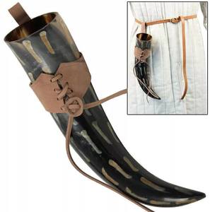 Cuerno para beber pulido de grado premium, soporte de cuero fuerte para aventuras al aire libre, artículo decorativo de animales elegantes para tradicional - Product Image 5