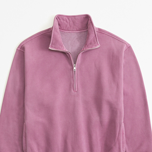 Long Sleeve Half <b>Zip</b> <b>Hooded</b> Sweatshirts Winter Streetwear 100% Cotton OEM Custom Service Women Cropped Pocket - Product Image 5